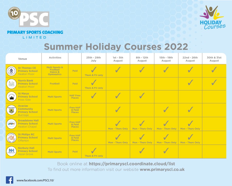Summer Timetable